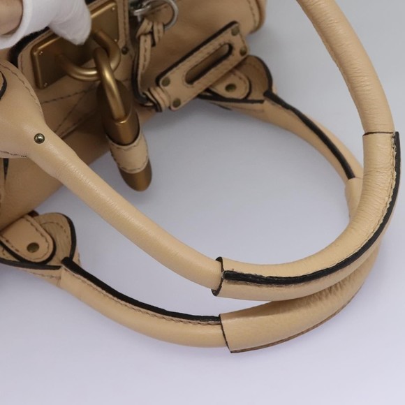Chloe Paddington Lock Handbag Leather Beige Leather - Picture 8 of 10